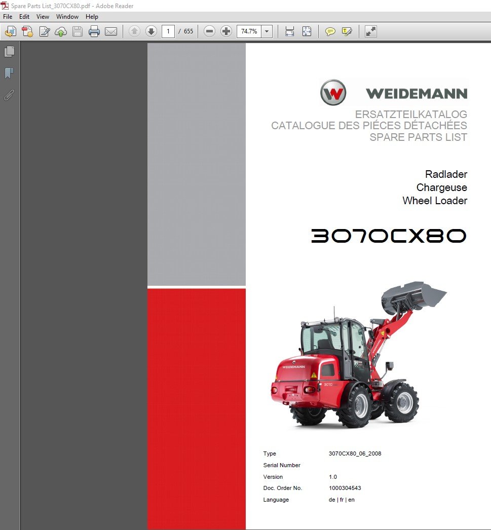 Wacker Neuson Weidemann 3070 CX80 Wheel Loader parts manual, providing essential information on parts and maintenance