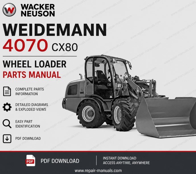 Wacker Neuson Weidemann 4070 CX80 Wheel Loader Service Manual cover with detailed images and repair instructions