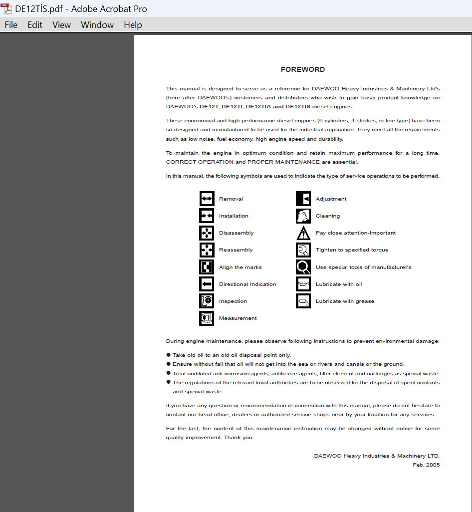 Daewoo DB58 Diesel Engine Workshop Repair Manual - Image 2