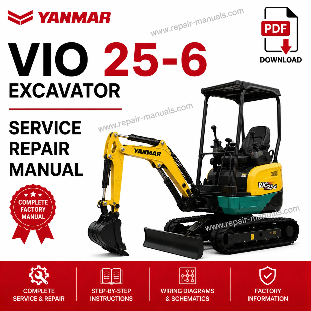 Yanmar VIO 25-6 Excavator Service Repair Manual PDF Download