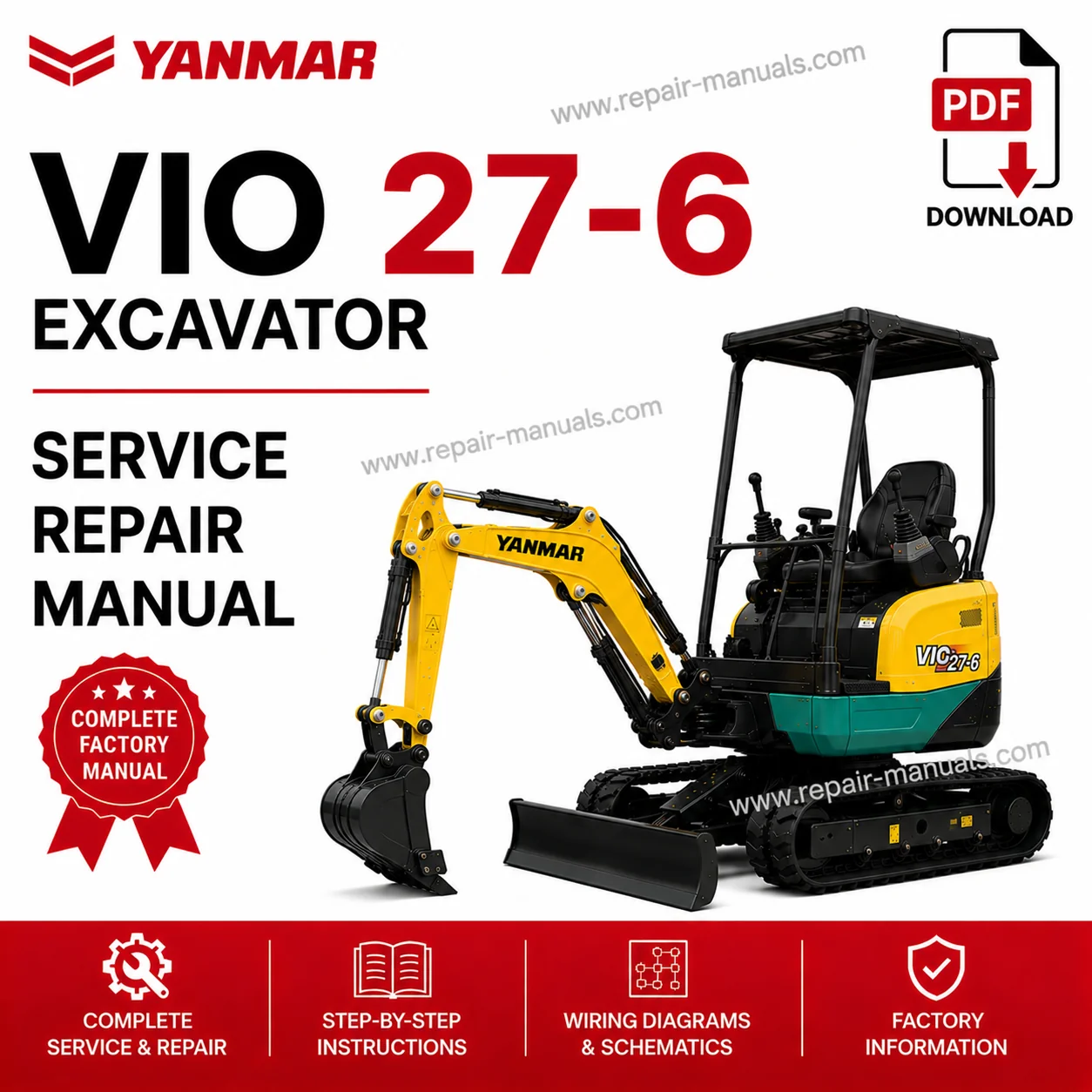 Yanmar VIO 27-6 Excavator Service Repair Manual PDF Download