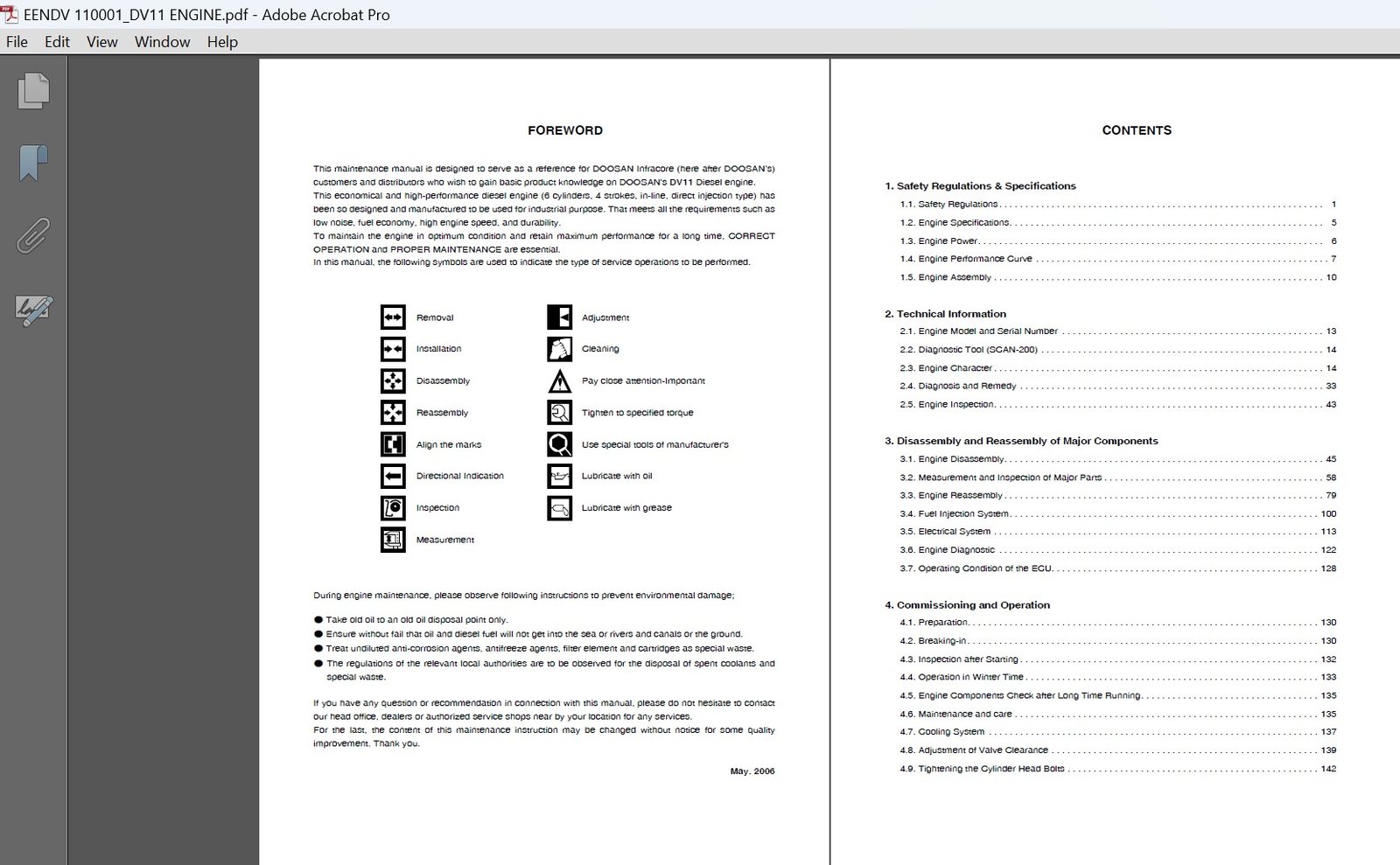 Doosan DV11 Diesel Engine Workshop Repair Manual, illustrating engine components and detailed repair procedures