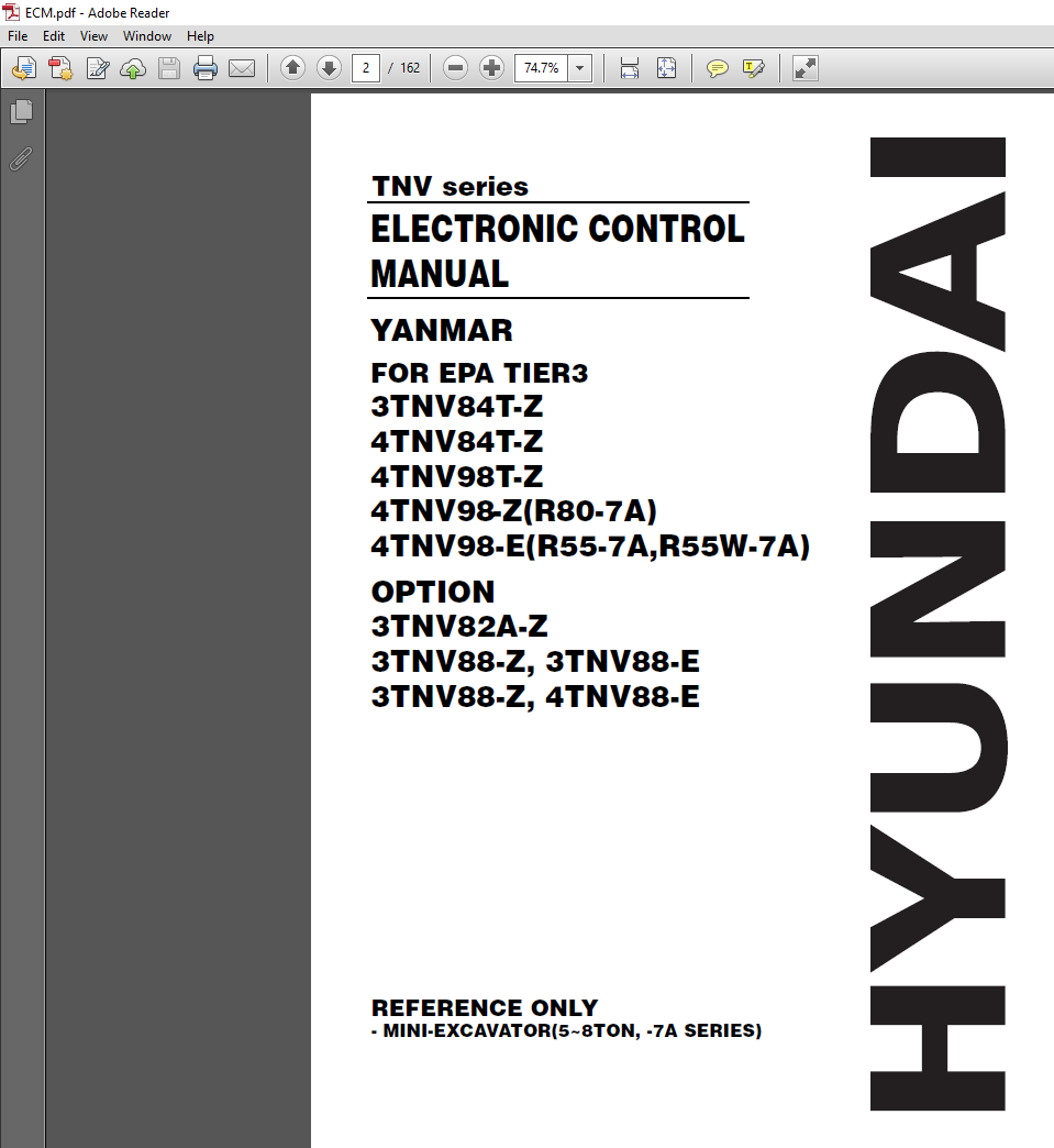 Yanmar TNV Series Electronic Control Manual PDF with engine diagnostics and ECU repair information