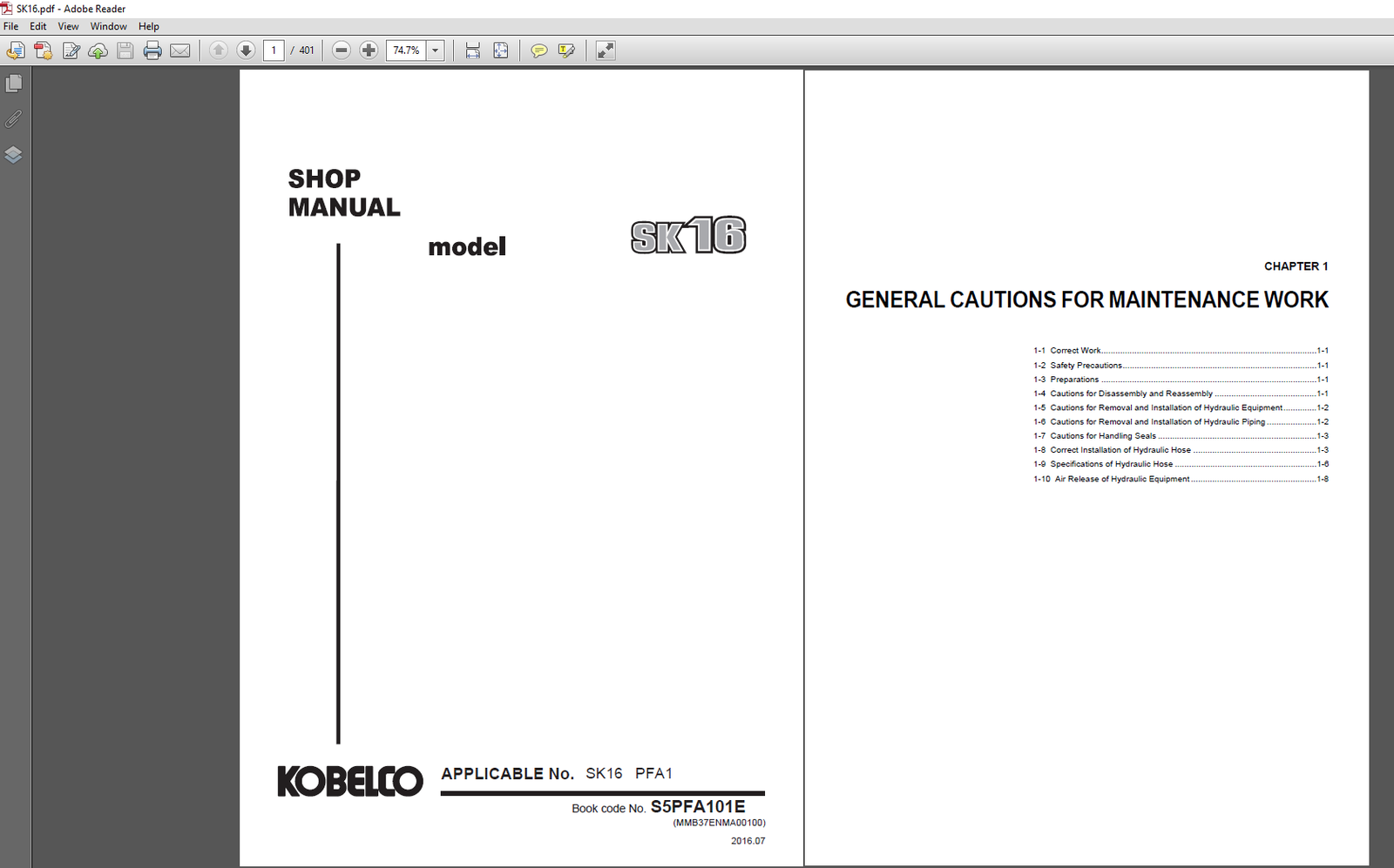 Kobelco SK16 Excavator Workshop Repair Manual PDF Download