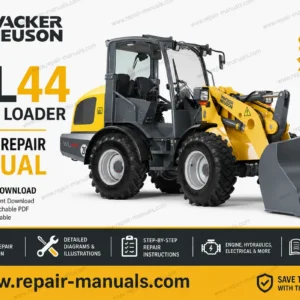 Wacker Neuson WL44 Wheel Loader Service Manual cover with images of the loader and repair instructions