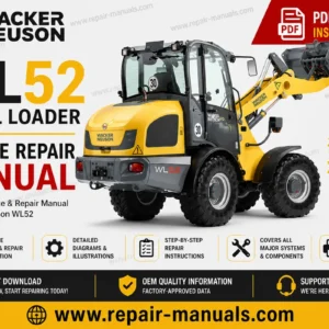 Wacker Neuson WL52 Wheel Loader Service Manual cover with images of the loader and repair instructions