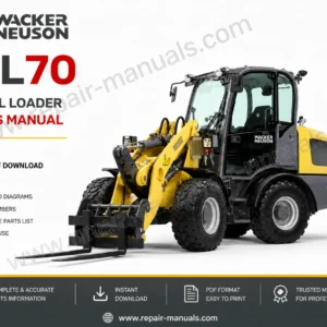 Parts manual for Wacker Neuson WL70 Wheel Loader, showing detailed diagrams and component listings