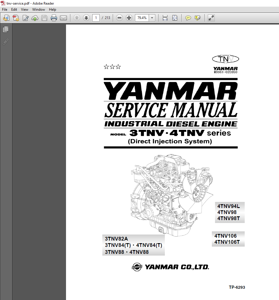 Yanmar 3TNV & 4TNV Series Engines Service Repair Manual PDF