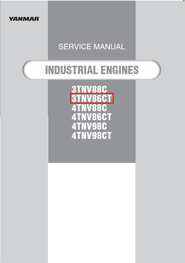 Yanmar 3TNV86CT Engine Service Repair Manual, showcasing engine diagrams and repair guidelines