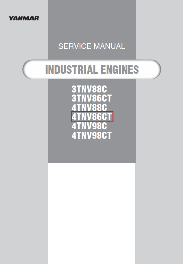 Yanmar 4TNV86CT Engine Service Repair Manual cover featuring technical illustrations and detailed service instructions