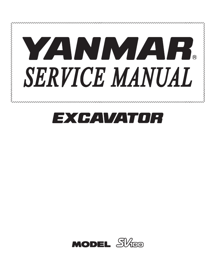 Yanmar SV100 Excavator Service Repair Manual, showcasing the model and essential repair information