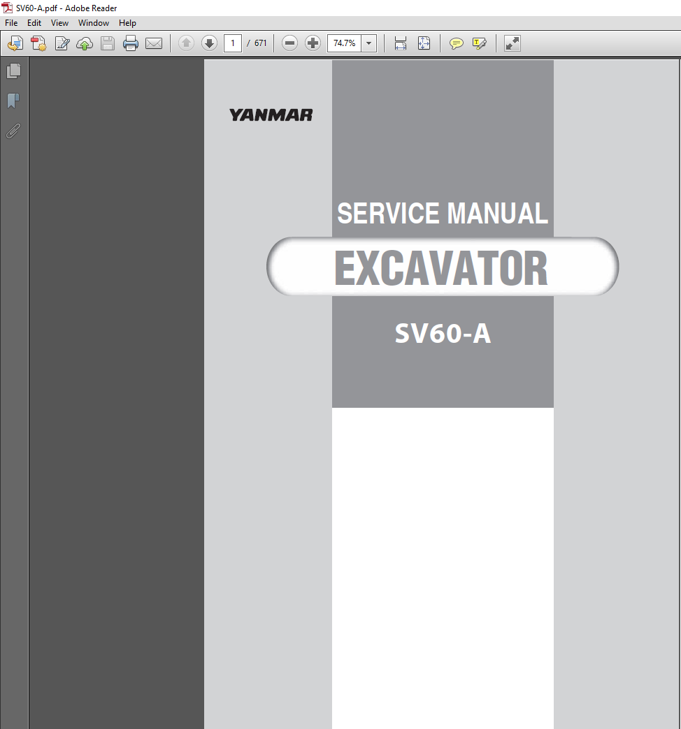 Yanmar SV60-A Excavator Service Repair Manual PDF Download