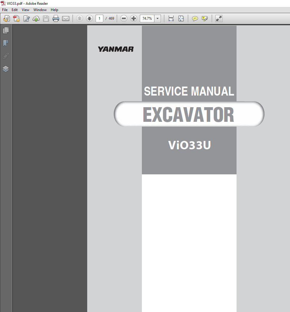 Yanmar VIO 33U Excavator Service Repair Manual PDF Download
