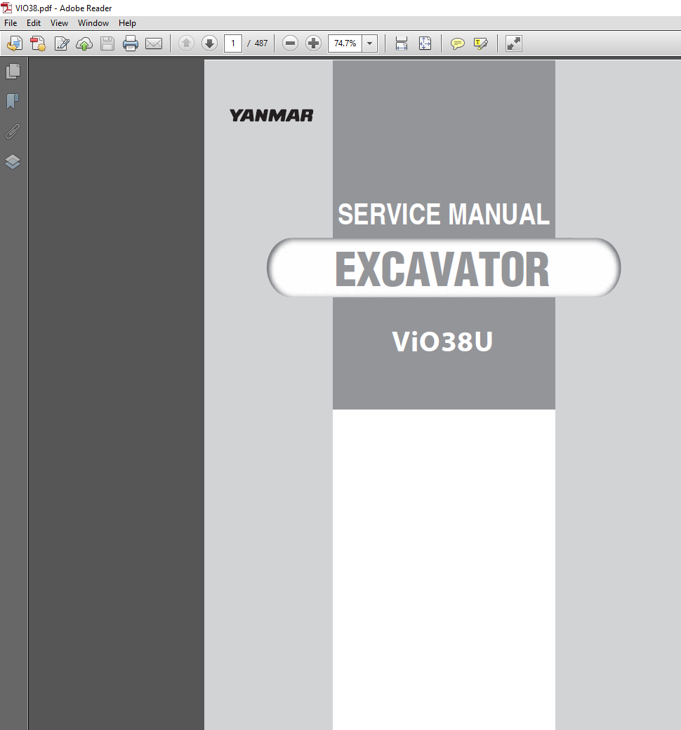 Yanmar VIO 38U Excavator Service Repair Manual cover featuring the model and technical illustrations for maintenance guidance