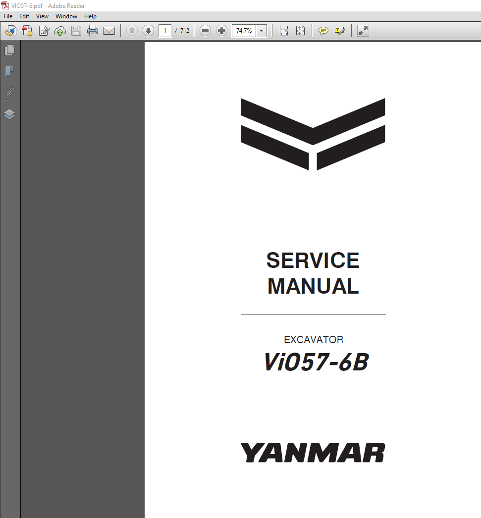 Yanmar VIO 57-6B Excavator Service Manual cover with technical graphics and essential repair information