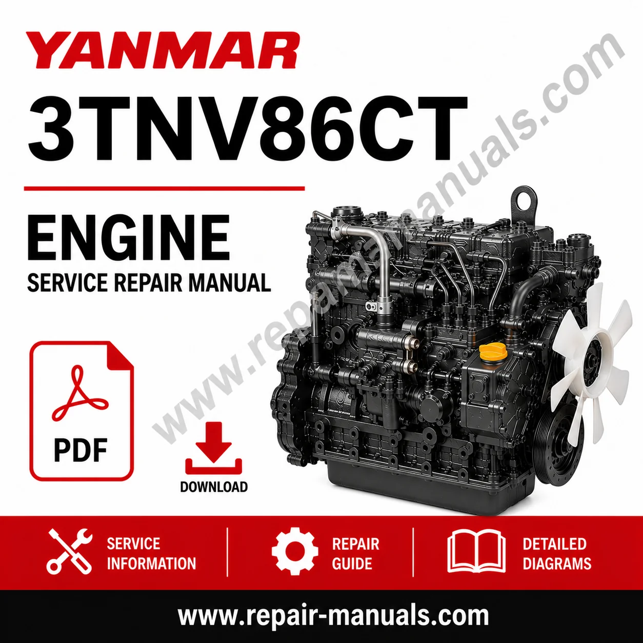 Yanmar 3TNV86CT Engine Service Repair Manual, displaying essential repair information and technical illustrations