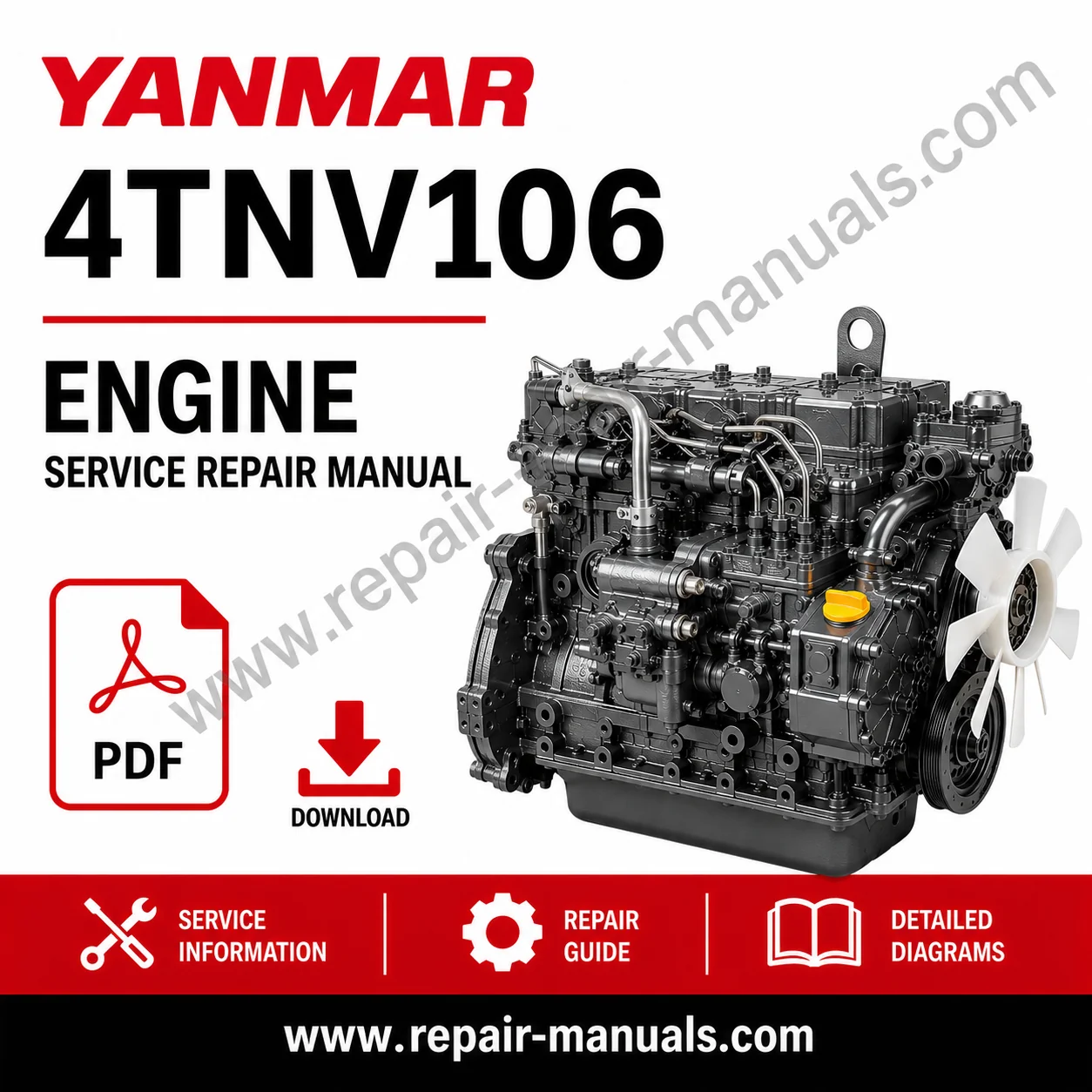 Yanmar 4TNV106 engine service repair manual cover featuring technical illustrations and detailed instructions