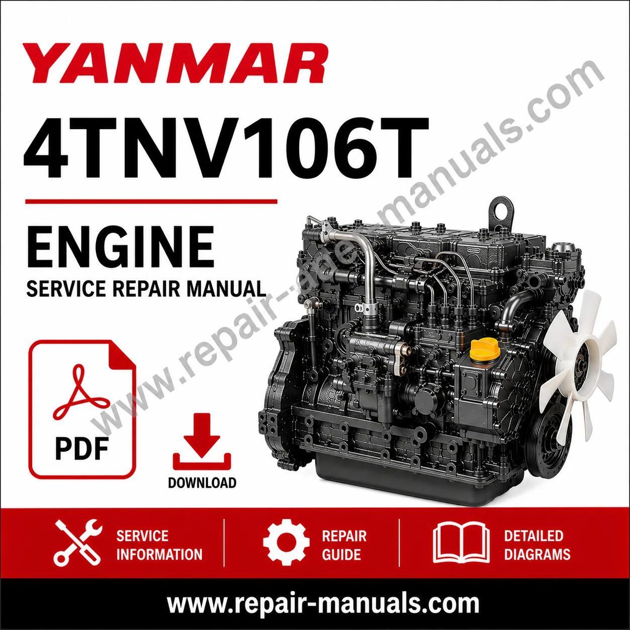Yanmar 4TNV106T Engine Service Repair Manual, showcasing engine diagrams and repair guidelines