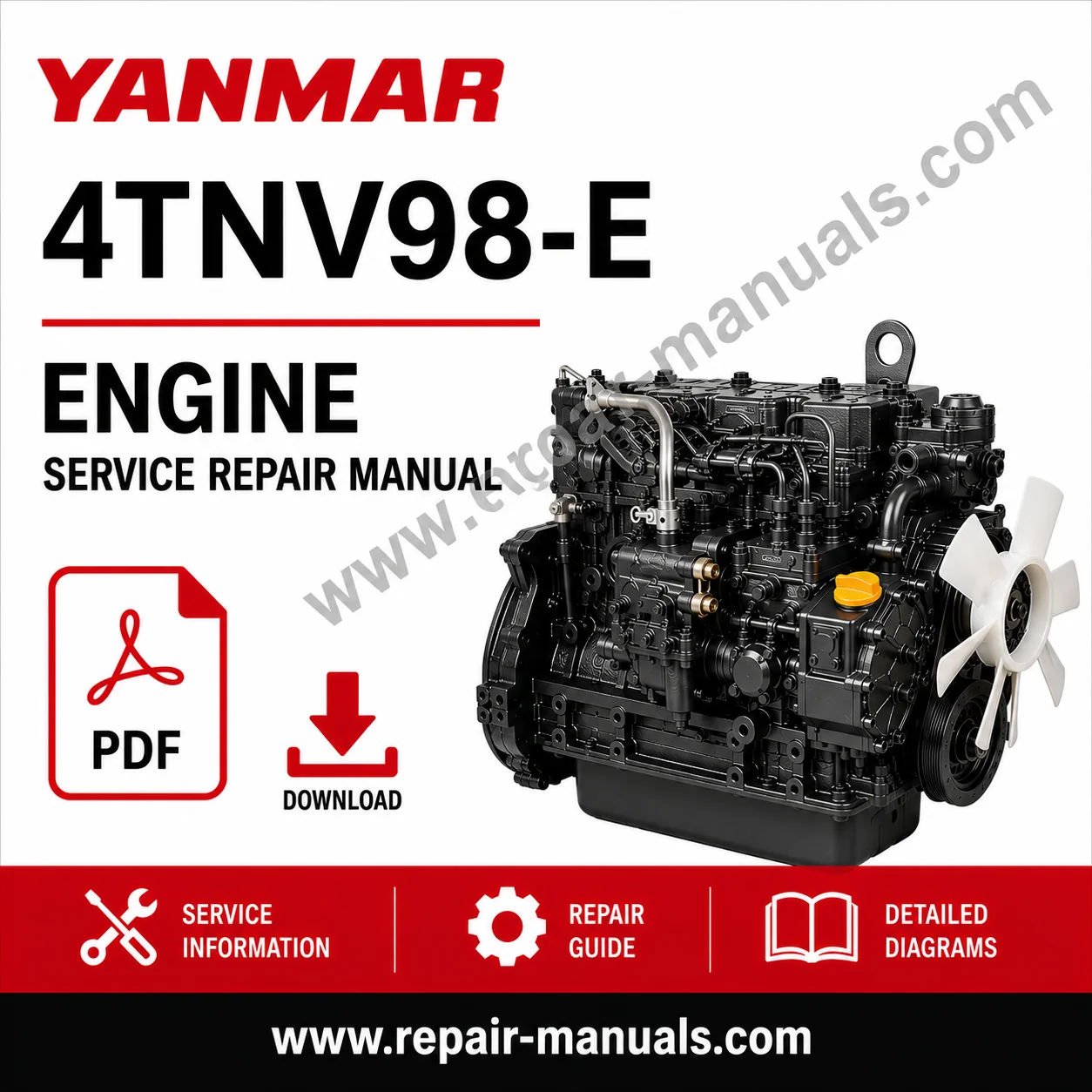 Yanmar 4TNV98-E Engine Service Repair Manual, showcasing engine diagrams and repair guidelines