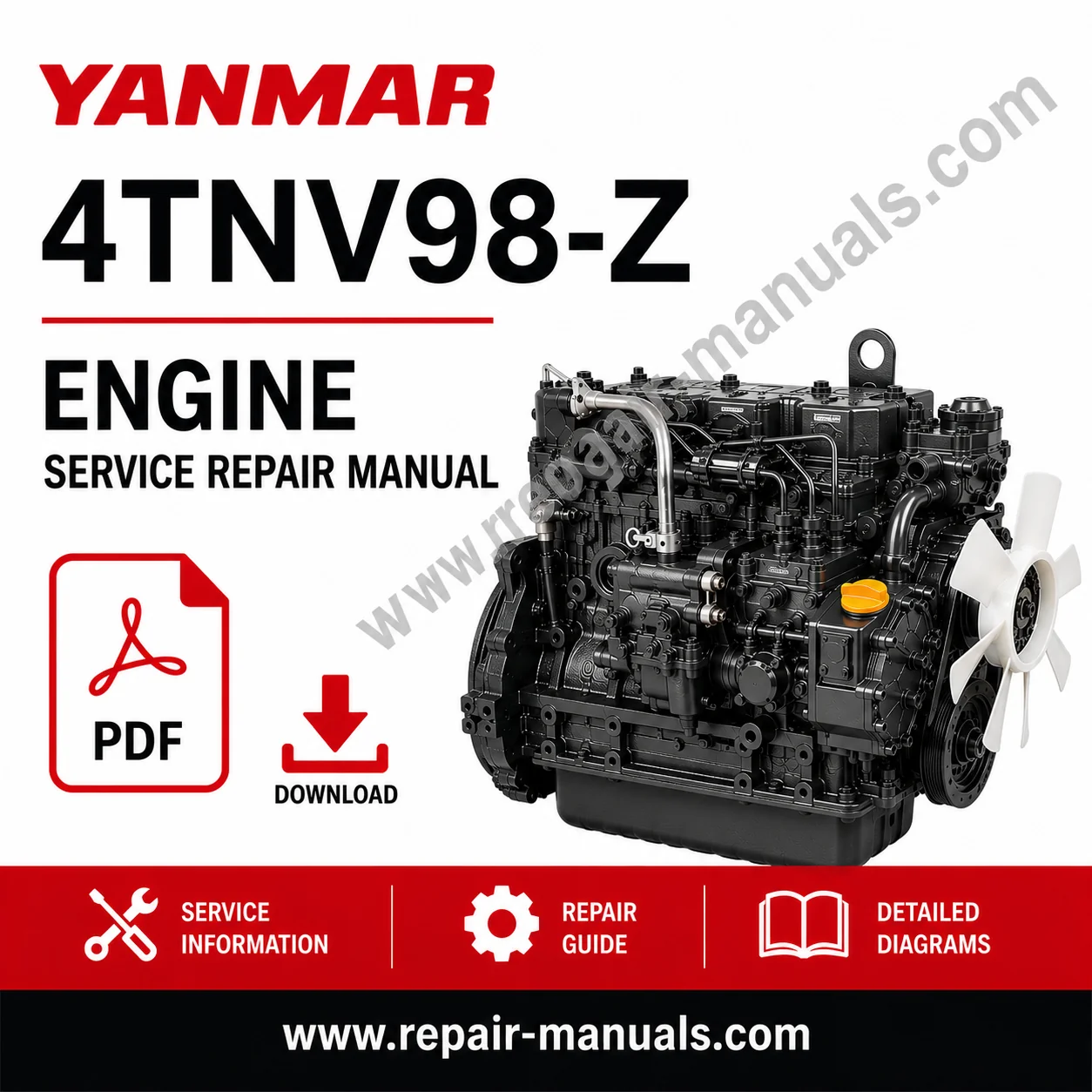 Yanmar 4TNV98-Z Engine Service Repair Manual with detailed engine illustration and repair guidelines
