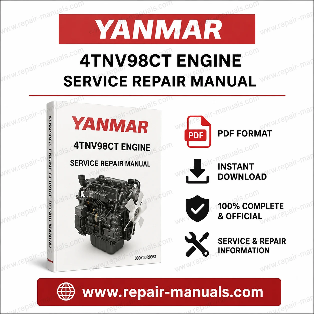 Yanmar 4TNV98CT Engine Service Repair Manual, displaying essential maintenance guidelines and technical specifications