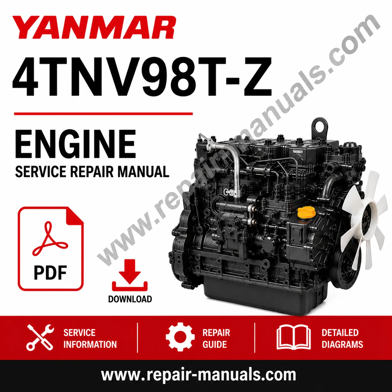 the Yanmar 4TNV98-T Engine Service Repair Manual, showcasing engine diagrams and maintenance guidelines