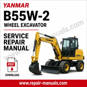 Service repair manual for Yanmar B55W-2 Wheel Excavator, showcasing detailed diagrams and maintenance instructions