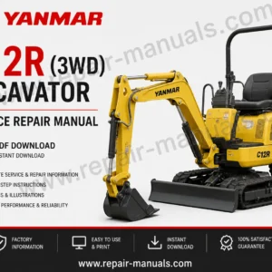 Yanmar C12R (3WD) Excavator Service Manual cover, displaying the model and essential repair information