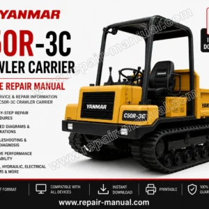 Yanmar C50R-3C Crawler Carrier Service Manual cover with technical graphics and essential repair information