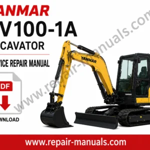 Yanmar SV100-1A Excavator Service Repair Manual, showcasing the title and technical graphics for maintenance guidance