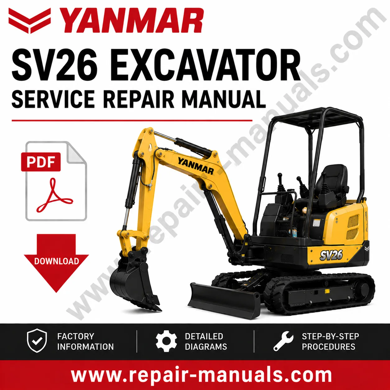 Yanmar SV26 Excavator Service Repair Manual PDF Download