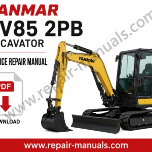 Yanmar SV85 2PB Excavator Service Manual cover with technical graphics and essential repair information