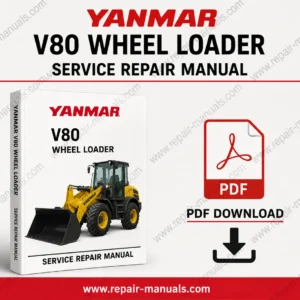 Yanmar V80 Wheel Loader Service Repair Manual PDF download cover image with heavy equipment loader and instant digital download