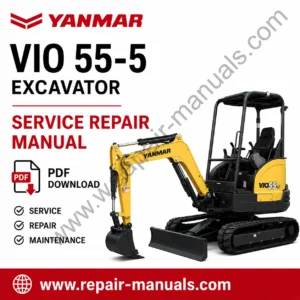 Yanmar VIO 55-5 Excavator Service Repair Manual PDF download cover image with excavator illustration and workshop service information