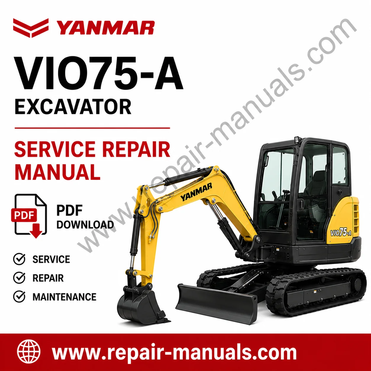 Service Repair Manual for Yanmar VIO75-A Excavator, showcasing detailed diagrams and maintenance instructions