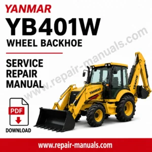 Yanmar YB401W Wheel Backhoe Service Repair Manual PDF download cover image with wheel backhoe illustration and factory workshop repair information