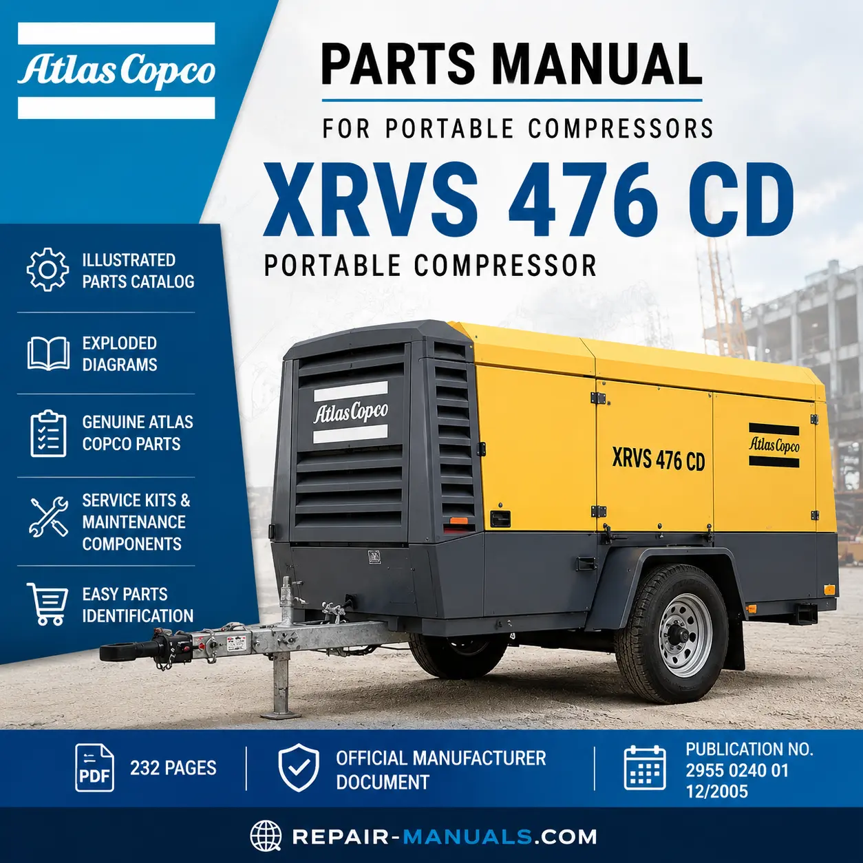 Atlas Copco XRVS 476 CD Portable Compressor Parts Manual PDF