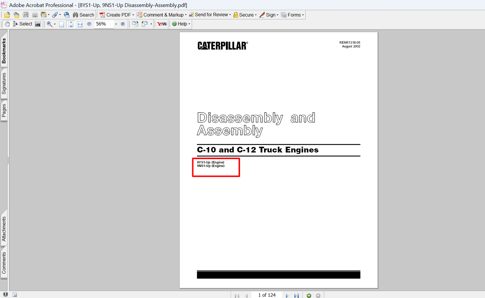 Caterpillar C-10 & C-12 Truck Engines Disassembly and Assembly Manual PDF