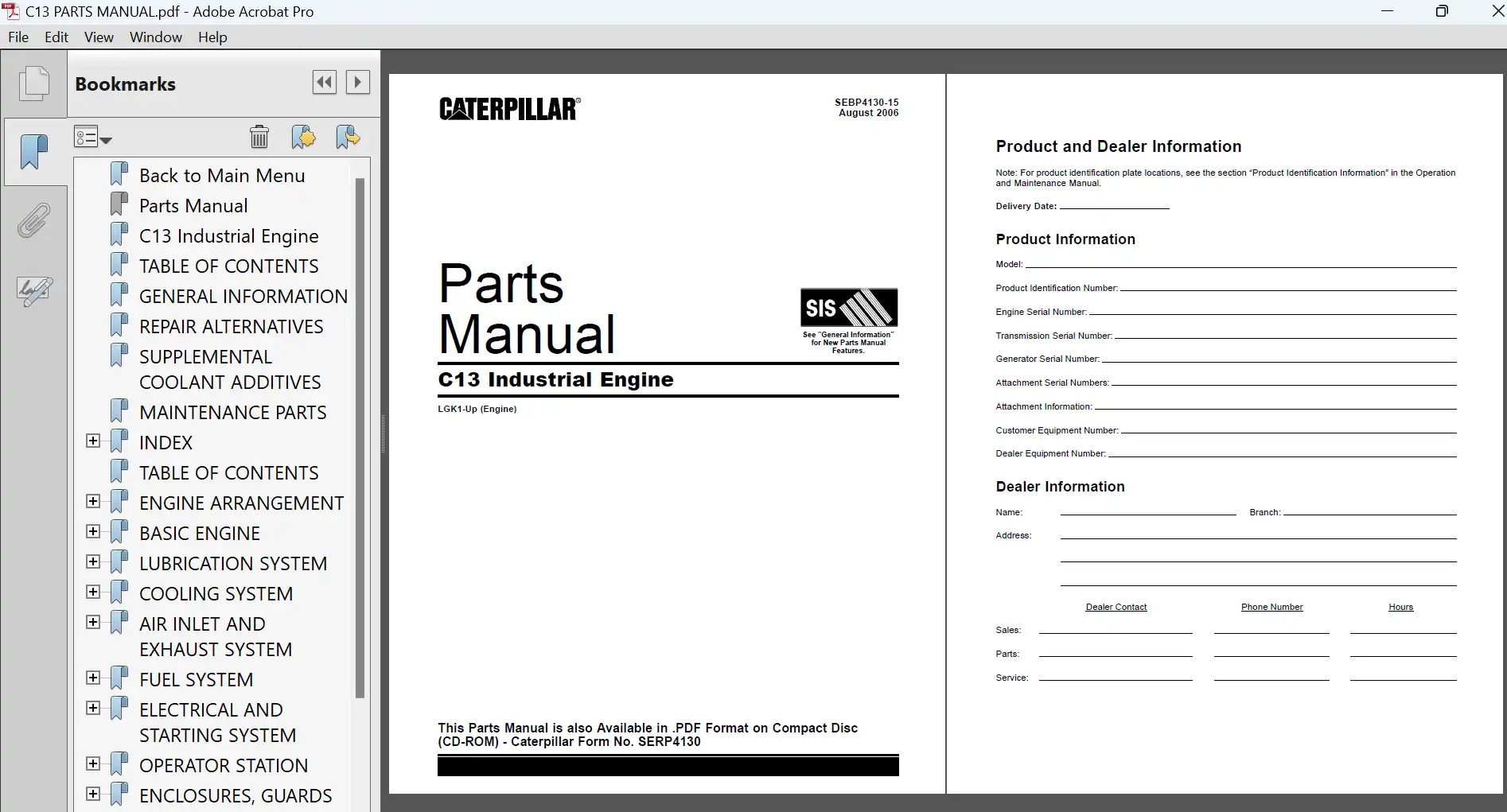 Caterpillar C13 Engine Parts Manual PDF Download Illustrated Parts Catalog