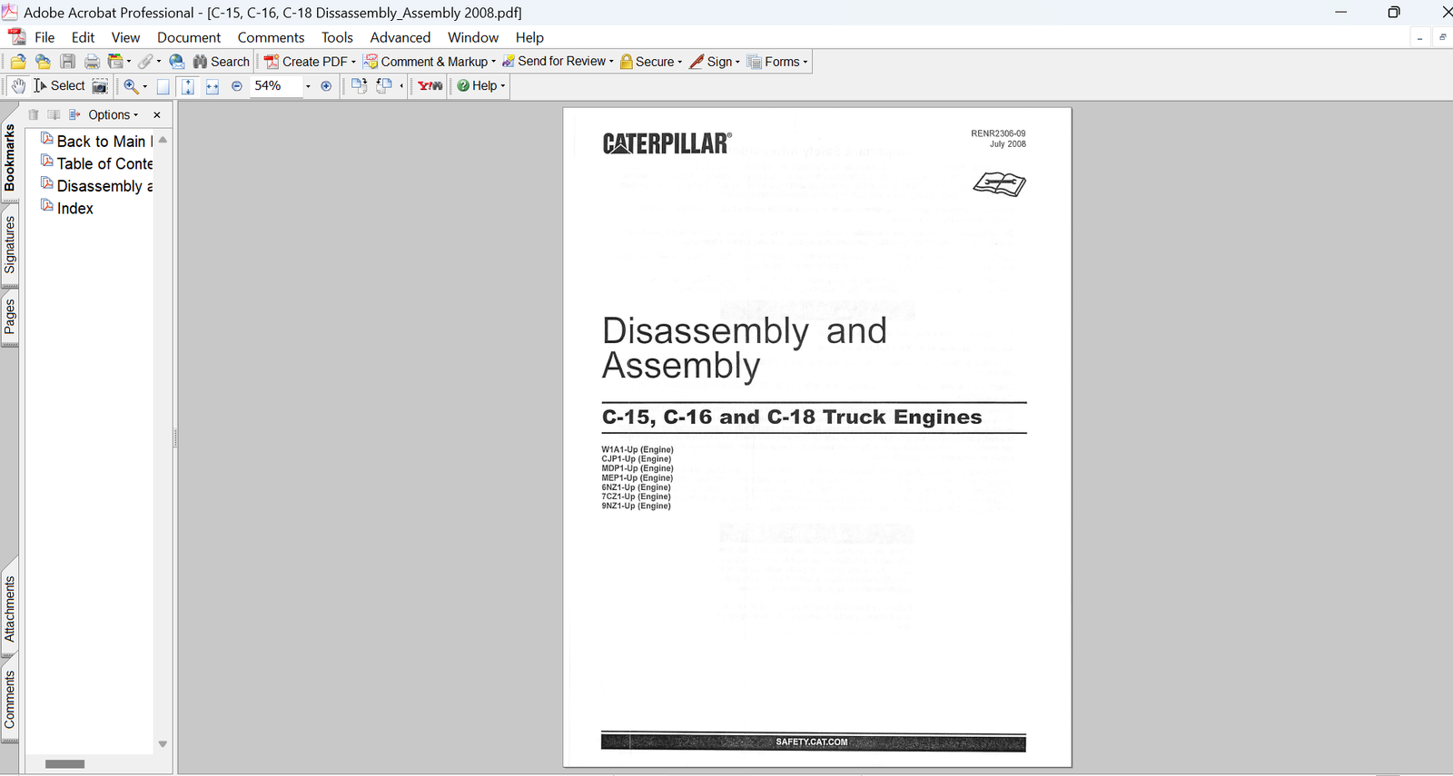 Caterpillar C15 C16 C18 Truck Engines Disassembly and Assembly Manual PDF Download