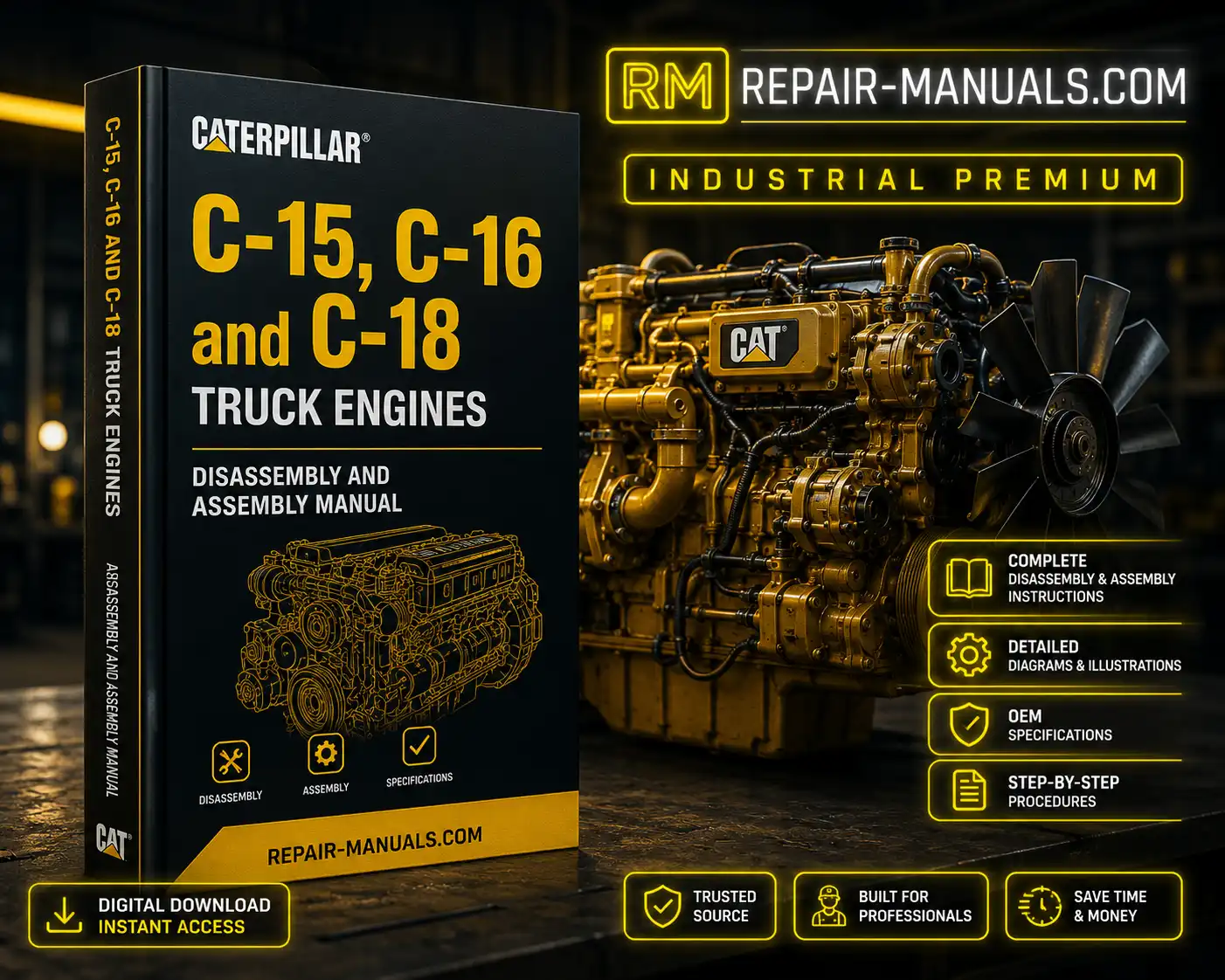 Caterpillar C15 C16 C18 Truck Engines Disassembly and Assembly Manual PDF Download