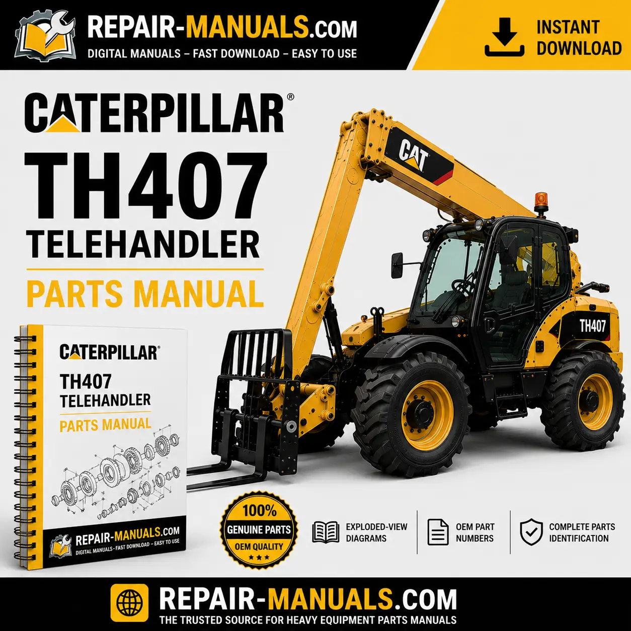 Caterpillar TH407 Telehandler Parts Manual PDF Download