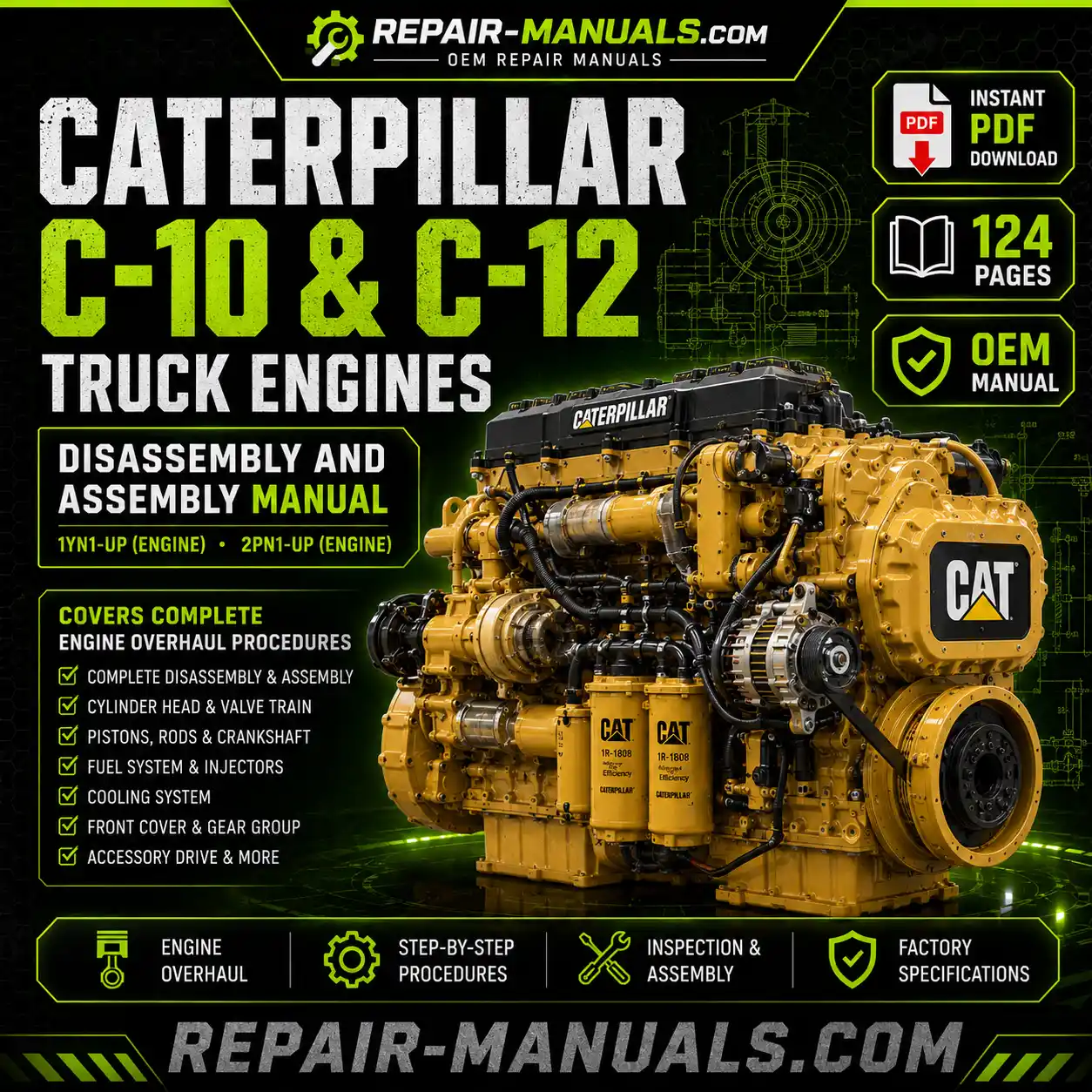 Caterpillar C-10 C-12 Truck Engines Disassembly and Assembly Manual PDF Download