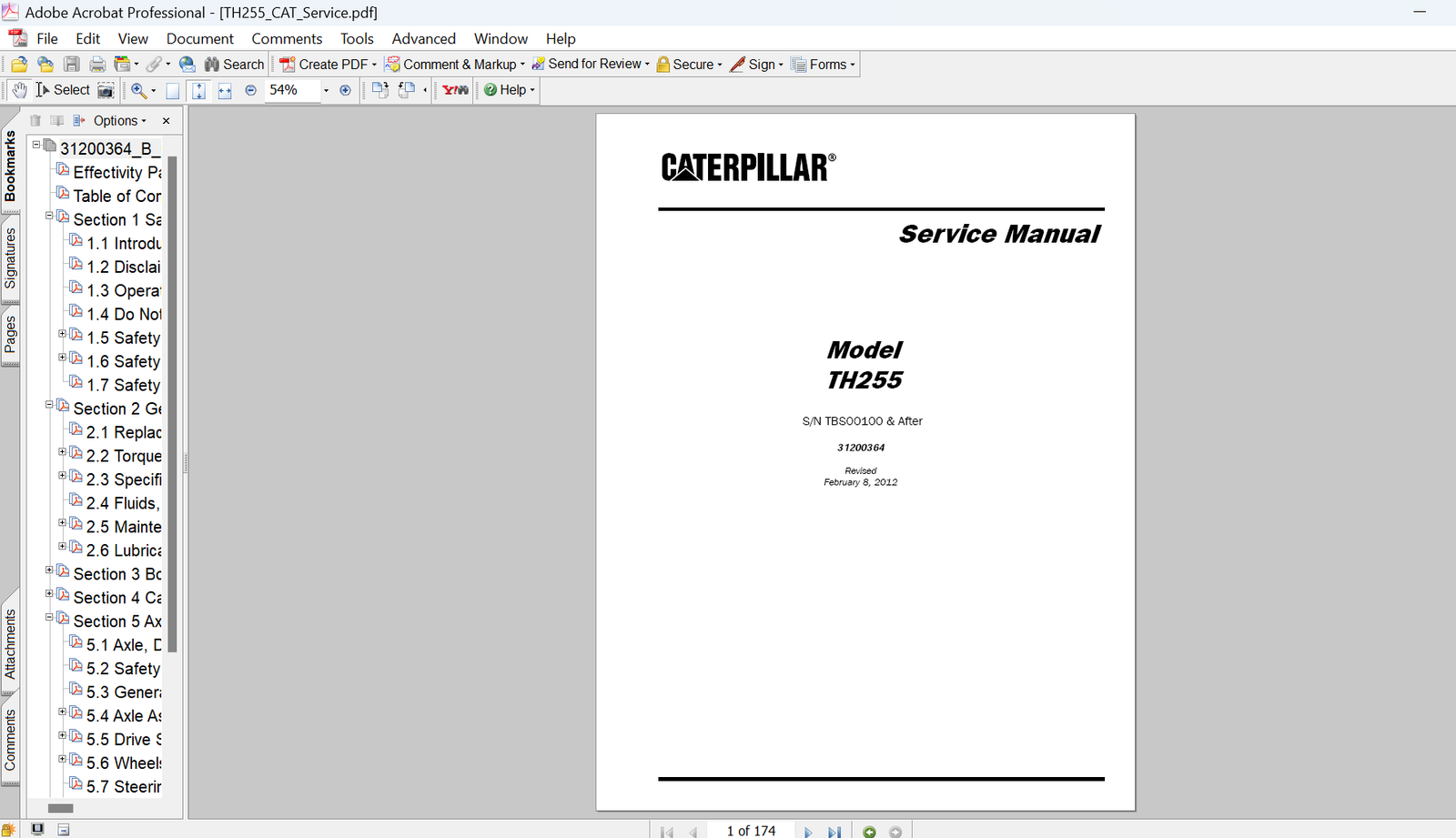 Caterpillar TH255 Telehandler Service Repair Manual PDF Download
