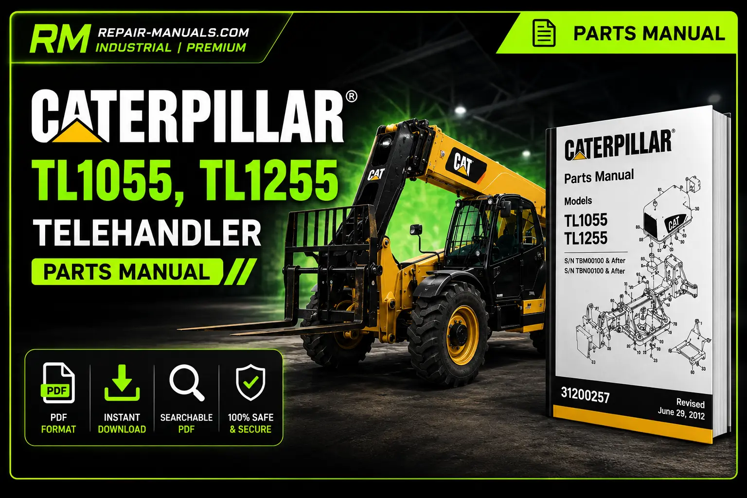 Caterpillar TL1055 TL1255 Telehandler Parts Manual PDF Download
