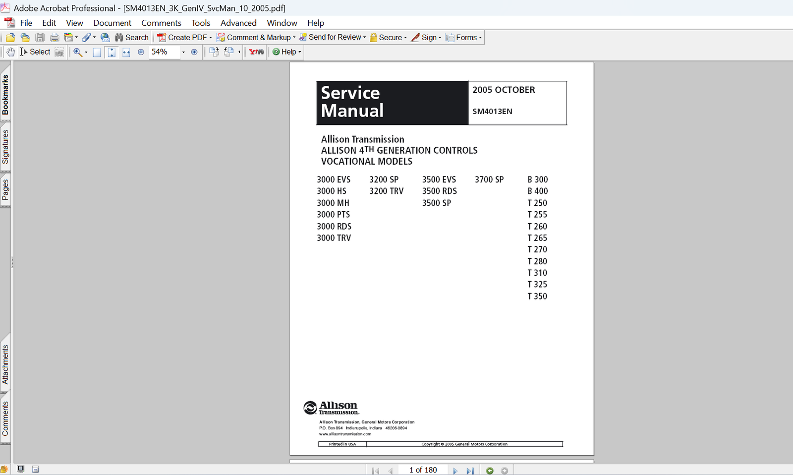 Allison 3000 Product Family 4th Generation Controls Service Repair Manual PDF SM4013EN