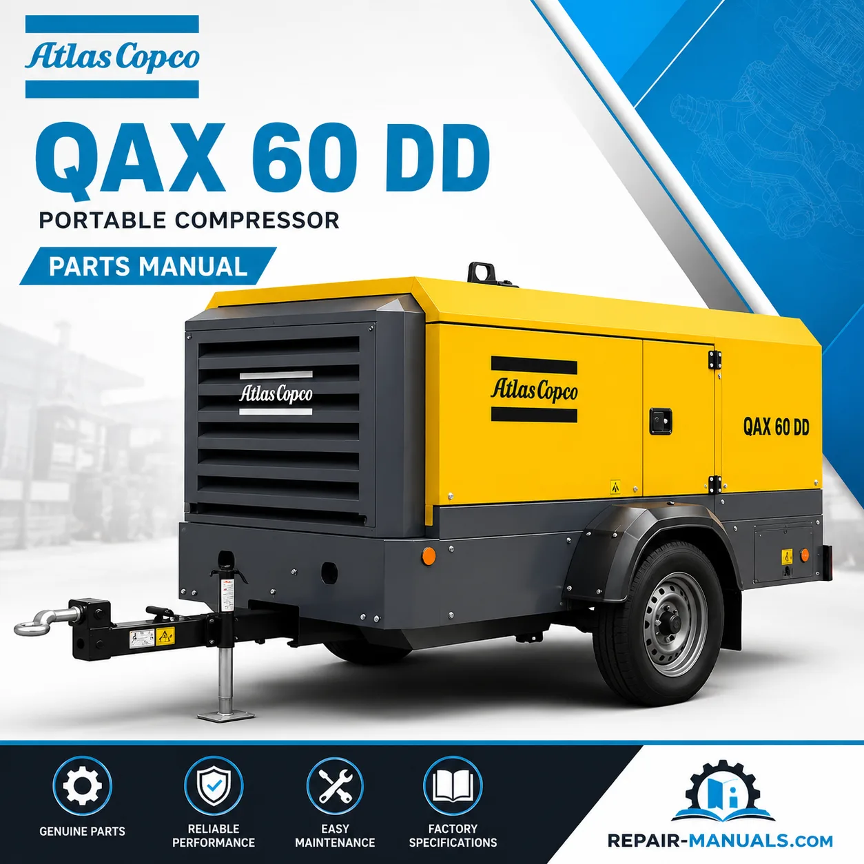 Atlas Copco QAX 60 DD Portable Generator Parts Manual PDF with illustrated OEM spare parts diagrams for Deutz BF04M2011C engine