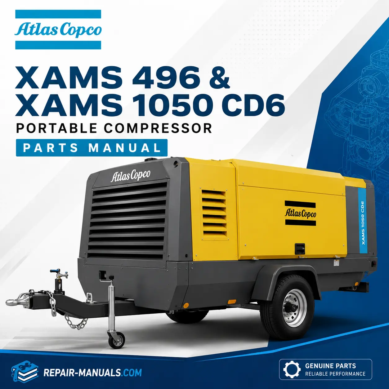 Atlas Copco XAMS 496 and XAMS 1050 CD6 Portable Compressor Parts Manual PDF