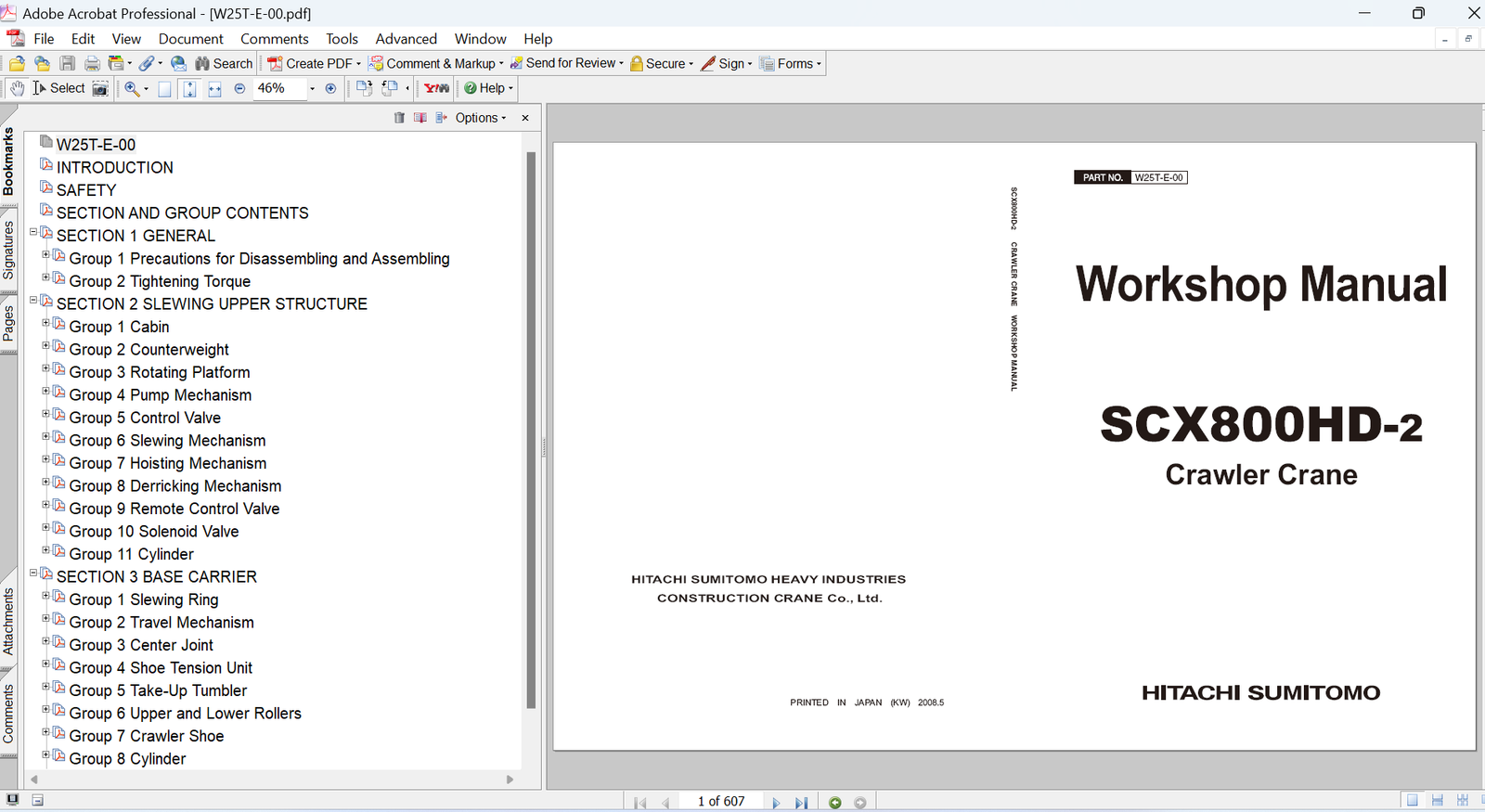 Hitachi SCX800HD-2 Crawler Crane Workshop Service Repair Manual PDF