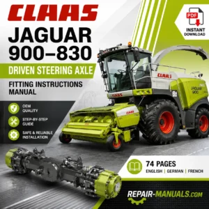 CLAAS JAGUAR 900-830 Driven Steering Axle Fitting Instructions Manual PDF